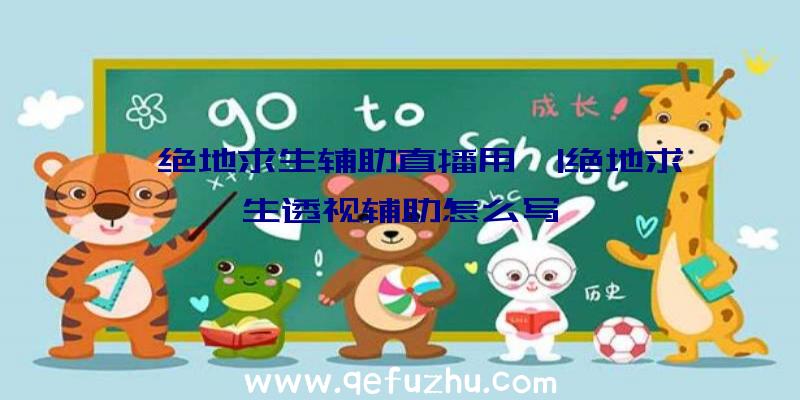 「绝地求生辅助直播用」|绝地求生透视辅助怎么写